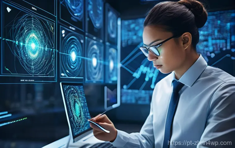 간학문적 연구의 데이터 분석 방법 - **Prompt:** A focused professional, wearing smart business casual attire, meticulously untangling a ...