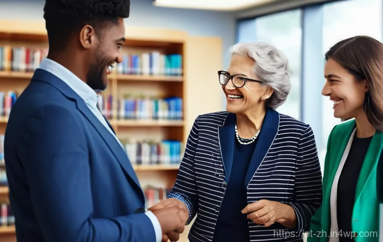 간학문적 연구에서의 성과 공유 방법 - **Prompt:** A vibrant and engaging scene in a modern community center or library. A diverse group of...