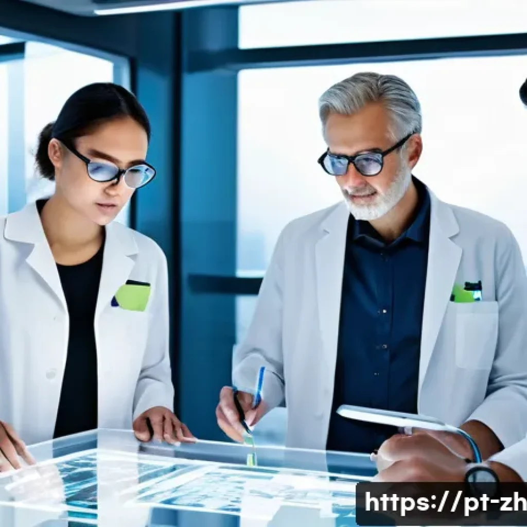 간학문적 연구의 성과 평가 기준 - **Prompt 1: Interdisciplinary Collaboration in a Futuristic Lab**
    "A diverse team of five adult ...