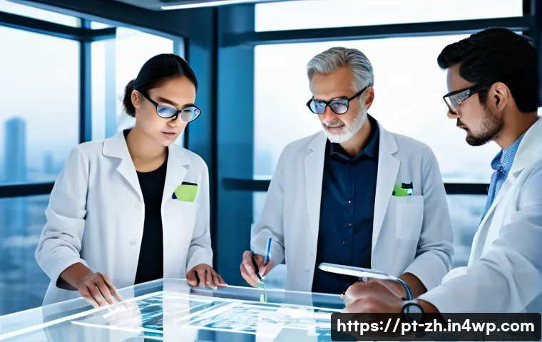 간학문적 연구의 성과 평가 기준 - **Prompt 1: Interdisciplinary Collaboration in a Futuristic Lab**
    "A diverse team of five adult ...