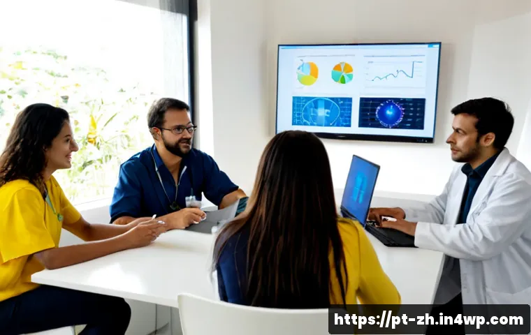 Home 17 간학문적 연구의 리더십 역할 - Photorealistic interdisciplinary research leader facilitating a focused meeting with a diverse Brazi...